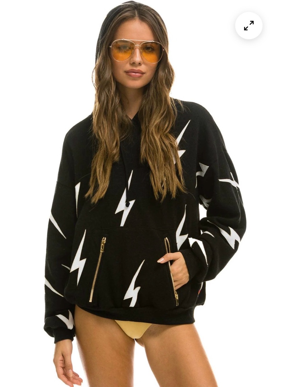 🦄 BOLT STITCH REPEAT RELAXED PULLOVER HOODIE WITH POCKET ZIPPERS -